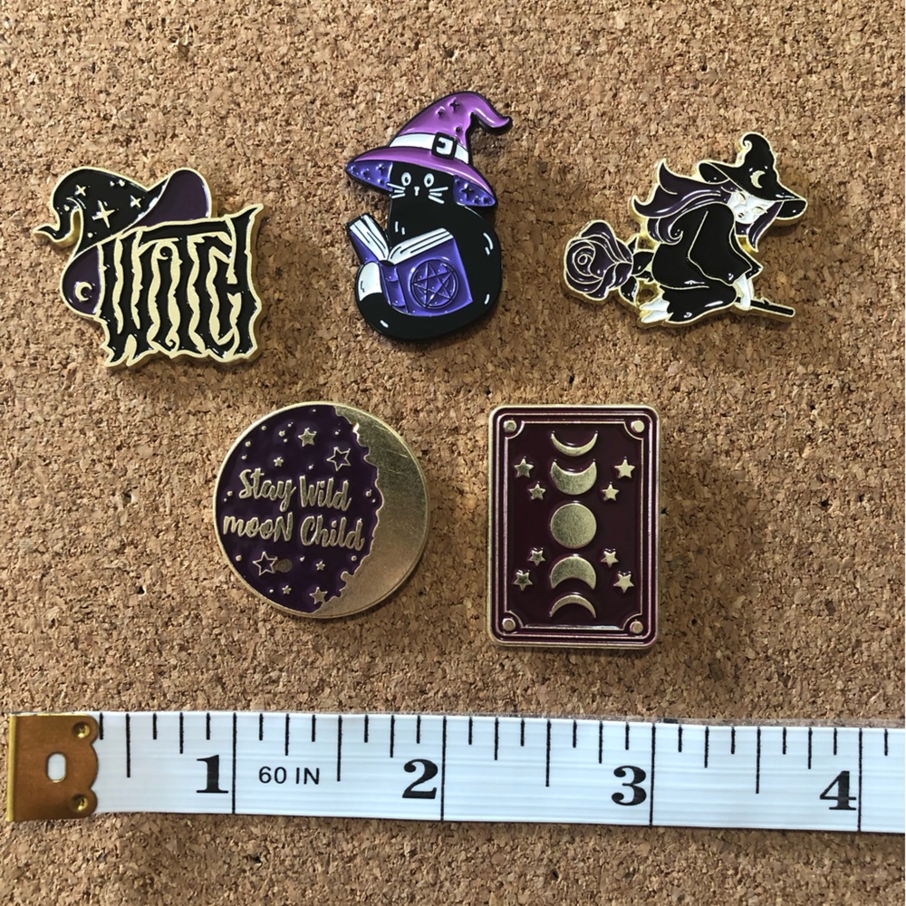 3/$40 Witch enamel pins - moon - Picture 2 of 2